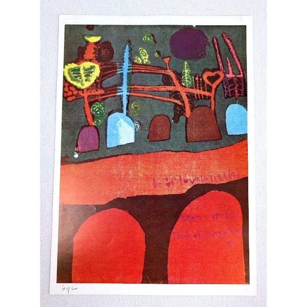 Sister Corita Kent Be of Love 10x14 Print Vtg Mid Century Abstract E.E. Cummings